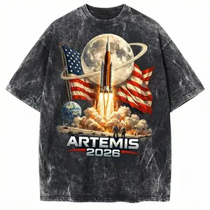 Artemis 2026 American The Moon Landing , Moon Mission Retro shirt, Launch To The Moon Tee, Back to the Moon 2026 WASH TEE