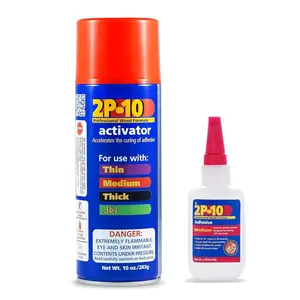CA Super Glue Pack - 2P-10 Medium Viscosity (2.25oz) & Activator (10oz) -  Bonding Solution for , Metal, Glass &  - Industrial Grade Adhesive for Professional & DIY Projects