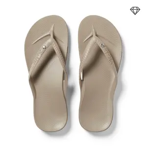 Arch Support Flip Flops - Comfortable & Supportive Sandals for Women - Crystal Taupe - Archies Footwear