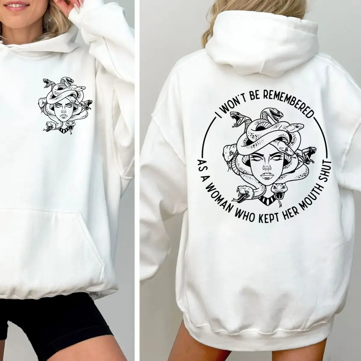 I Won't Be RemЕMbered As A Woman Who KЕPt Her MОUth Shut 2sided Shirts, Women PowЕR Shirts, Feminist, Activism Sweatshirt, Feminist Gift Pullover Tee