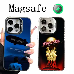 The World Is Yours S-Scarfaces Colorful Silver Back Phone Case For IPhone 17 16 15 14 13 12 11 Air Plus Pro Max Plus and Samsung Galaxy S21-S26 Ultra Fe Camera Lens Protection Shockproof Magnetic iPhone Case