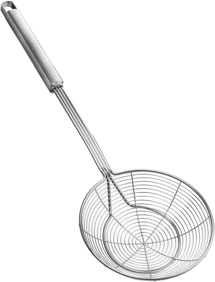 5.5-Inch Stainless Steel Spider Strainer Skimmer Spoon, Slotted Kitchen Utensil for Frying, Cooking, and Draining