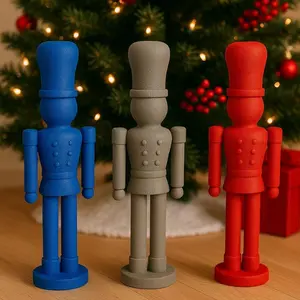 Tall 9" Nutcrackers Christmas Toy Soldier and Nusscracker Figurines in Blue Gray and Red Colors Perfect for Holiday Decor