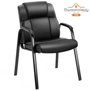 SweetcrispyFun Waiting Room Chairs Reception Chairs Office Guest Chairs, Big and Tall Desk Chair No Wheels Executive Office Chair PU Leather Conference Room Chairs Lobby Chairs with Padded Arms