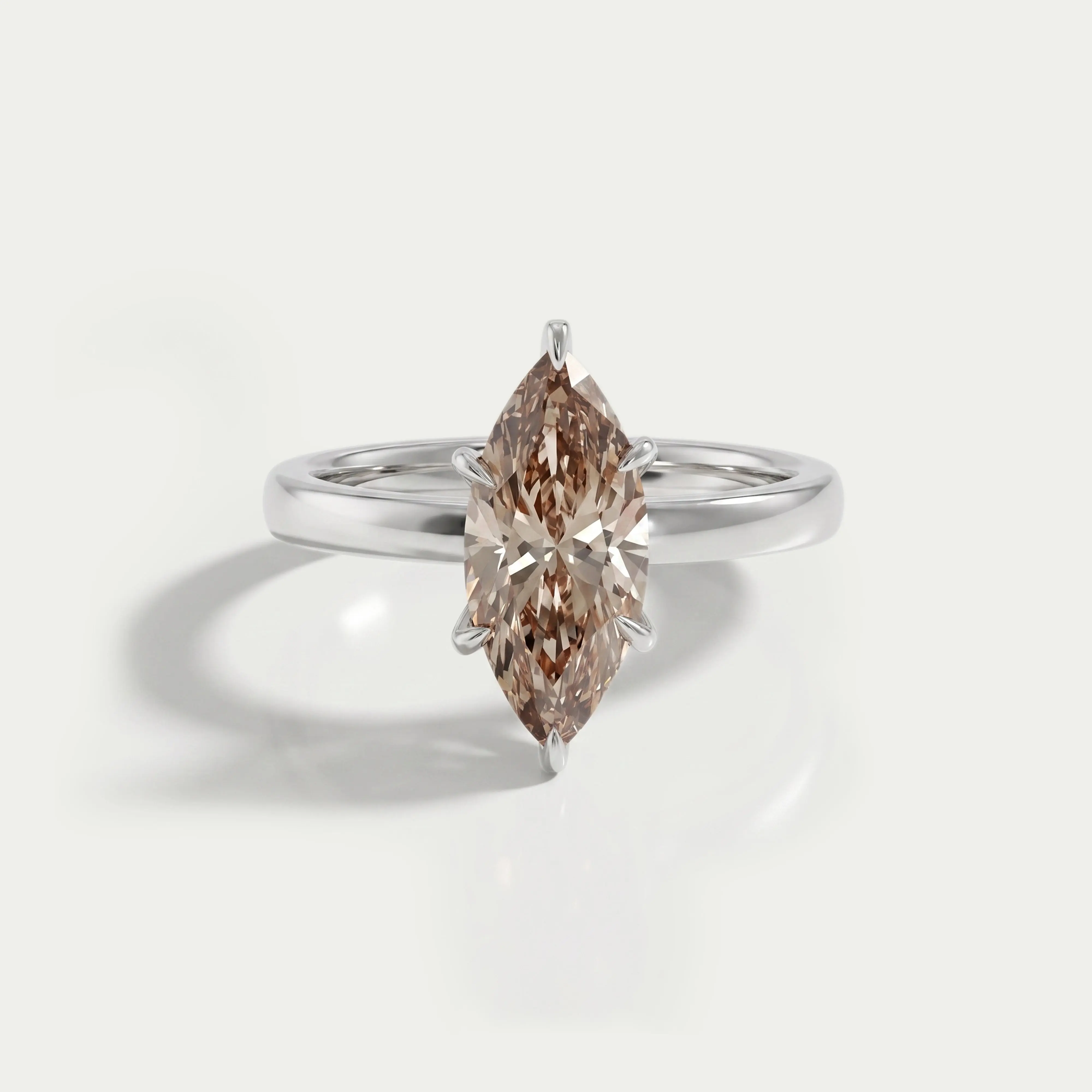 Champagne Marquise Lab Diamond Solitaire Ring