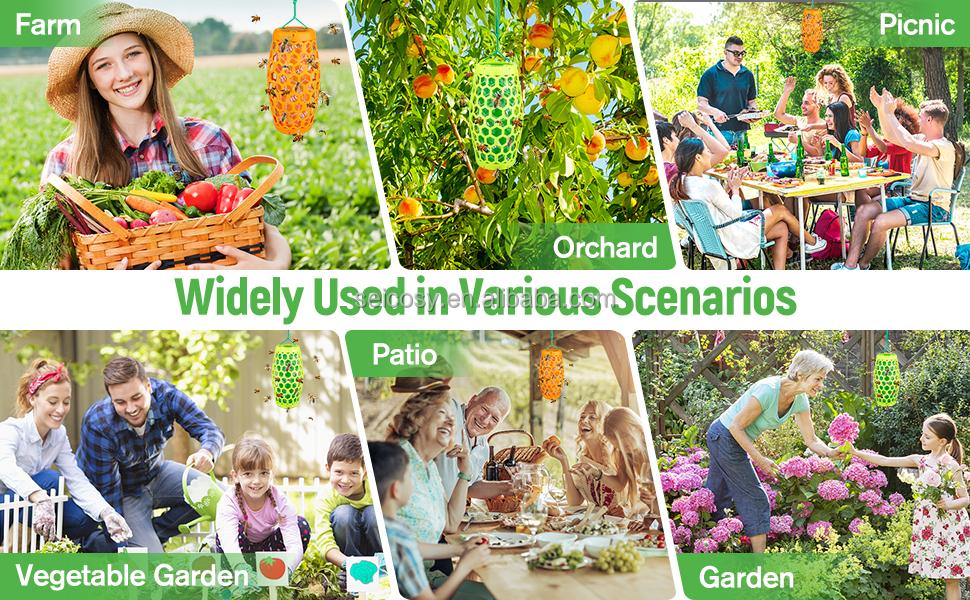 Chingyoo Solid orange Wasp Traps Outdoor Hanging Bee Trap Wasp Repellent Indoor/Outdoor Insect Trap Yellow Jacket Trap Eco-Friendly