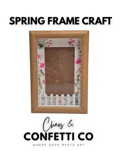 Spring Frame Craft 4x6 Picture Box Frame with Watercolor Paint Pencils Paintbrush and Fence Piece for Spring Crafts Photo Displays and Creative Projects
