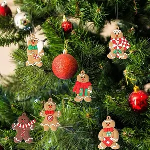 12pcs Gingerbread Man Ornaments for Christmas Tree - Assorted Plastic Hangable Decorations Gift Set Traditional