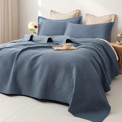 XAKING Classic Solid Plain Soft Bedding Set - Full/Queen Sizes (90x96in Bedspread, 2 Pillow Shams), Cooling Contemporary Duvet Cover Set, Breathable All-Season Lightweight Soft Bedroom Home Décor
