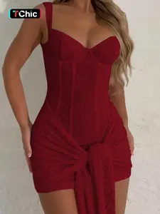 Women's Solid Color Lace Knotted Tank Dress, Plain Sleeveless Ruched Backless Ribbon Bodycon Mini Dress, Women's Summer Fashion Short Dresses for Party Club Night Out Holiday Clothes, Valentine’s Day Gifts for Girlfriend Wife Ladies