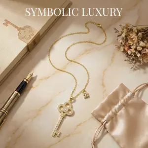 【Happy December】Luxurious Victorian Key Pendant  Necklace in 925 Sterling Silver