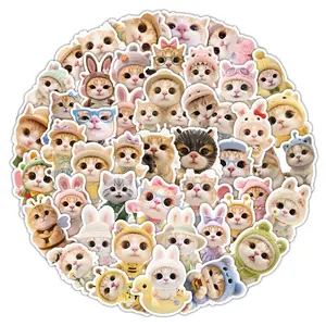 50pcs Mudcat Series Stickers, Office Supplies and Notebook Accessories, Suitable for Scrapbooks, Diaries, Laptops, Water Bottles, Cars, Etc., Based on A Design Inspired By Faith.