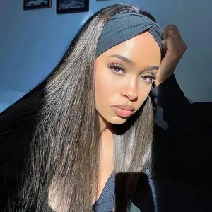 16-26 Inch Straight Headband Wig Human Hair Wigs Brazilian Full Machine Made Wigs For Women No Glue No Sew In Scarf Wig On Sale