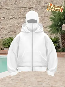 Men'S Full-Zip Hooded Jacket - Minimalist Zip-Up Hoodie, Soft Fabric Pullover for Fall/Winter, Everyday & Formal Outfits - Easy-Care Casual Outerwear, Zip Up Hoodie, Fall Winter Apparel, Clean Design Apparel, Durable Zipper Closure, Fall Fashion, Classic