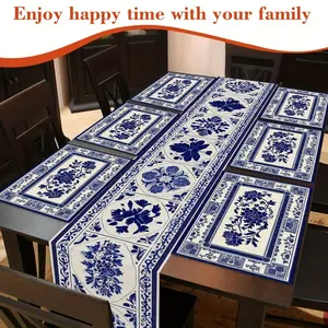Bohemian Floral Table Runner Set, 5/7 Pieces (table Runner 33x183cm + Placemat 30x45cm), Home Decor, Party Tableware, Kitchen Accessories