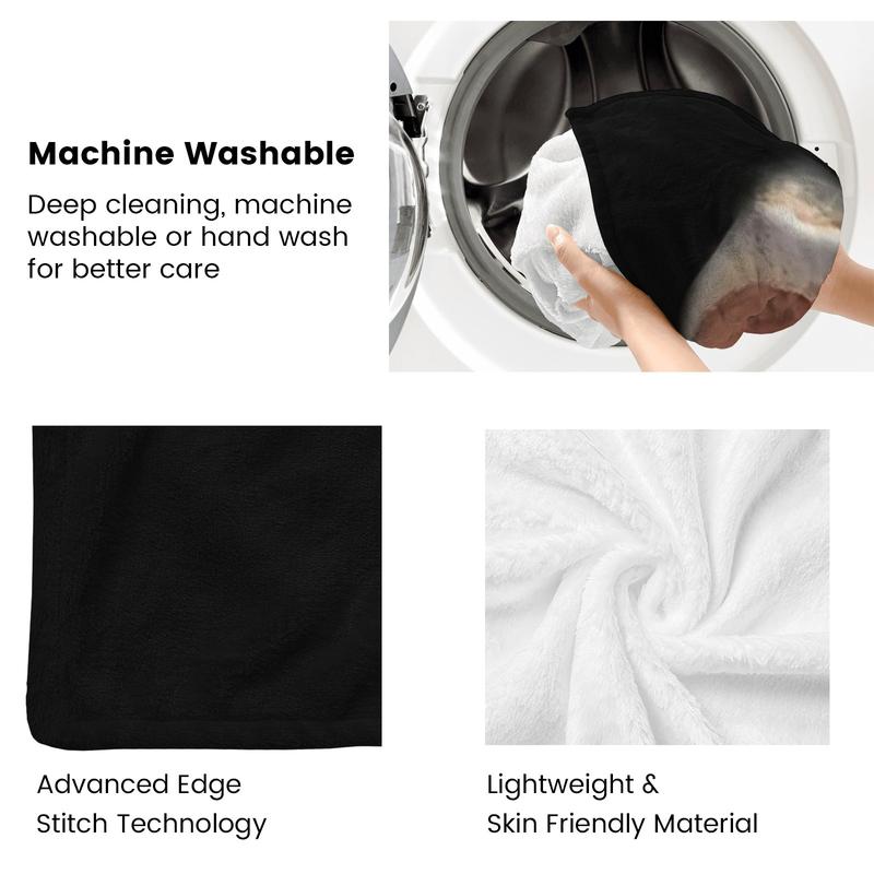 Surreal Black & White Horse Portrait Design Blanket - Art Theme Flannel Blanket