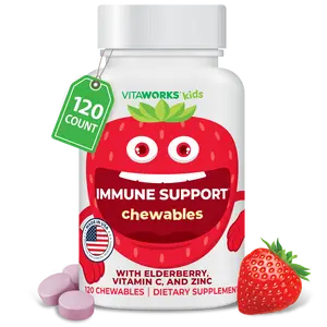 VitaWorks Kids Elderberry With Zinc and Vitamin C Chewable Tablets,  120 count