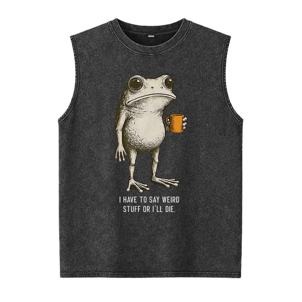 Vintage Washed Unisex Sleeveless Graphic Tank Top, Heavyweight Cotton with Seamless Underarms and Reinforced Hem for Gym and Outdoor Wear, Retro, Round Neck, Natural, Plain, Soft
