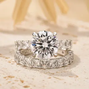 Maxine Luxury 4.0ct Round Cut Engagement Ring Set,Bridal Ring Set,5A Cubic Zirconia Women's Ring Jewelry,Wedding Ring Set for Daily,Travel,Proposal,Birthday,Anniversary