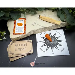 Aries Pendulum Set – Crystal Divination Kit with Zodiac Mat, Gift Box & Fire Sign Energy Tools for Courage & Clarity