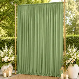 10ft x 14ft Spandex Backdrop Curtain Sage Green, 4-Way Stretch Wrinkle-Free Photo Booth Backdrop with Rod Pockets for Wedding & Events