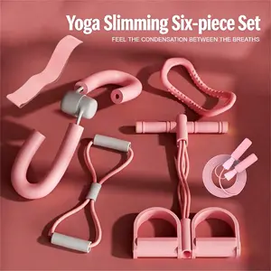 6 Pcs Yoga Stretching Resistance Band Set, 6-Tube Pedal Auxiliary Band, Flexible Body Stretching Tool for Home Yoga Pilates Relaxation