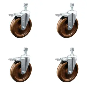 Service Caster SCC-TSTTL20S514-PHSHT-M1015-4 High Temperature Phenolic Swivel Threaded Stem Caster with 5 x 1.25 in. Brown Wheels & 10 mm Stems - Set of 4