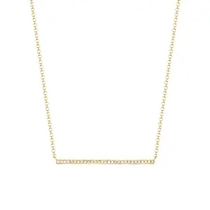 14k Gold Diamond Pavé Bar Necklace