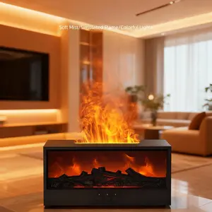 Smart Aroma Decor: Modern Flame-Design Diffuser with 7-Color LED Glow, Dual-Function Humidifier for Fragrant Home Styling