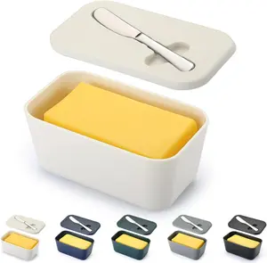 Butter Dish With Lid For Countertop And Refrigerator Door Shelf,  Plastic Butter Holder Tray Container With Butter , Easy Scoop Dishwasher Safe