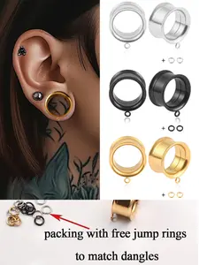 vanku 3pairs/6pcs  DIY Tunnel Plugs Gauges Set, Unisex Stainless Steel Ear Accessory, Casual Style, All-Season Wear, No Precious Metal Layering