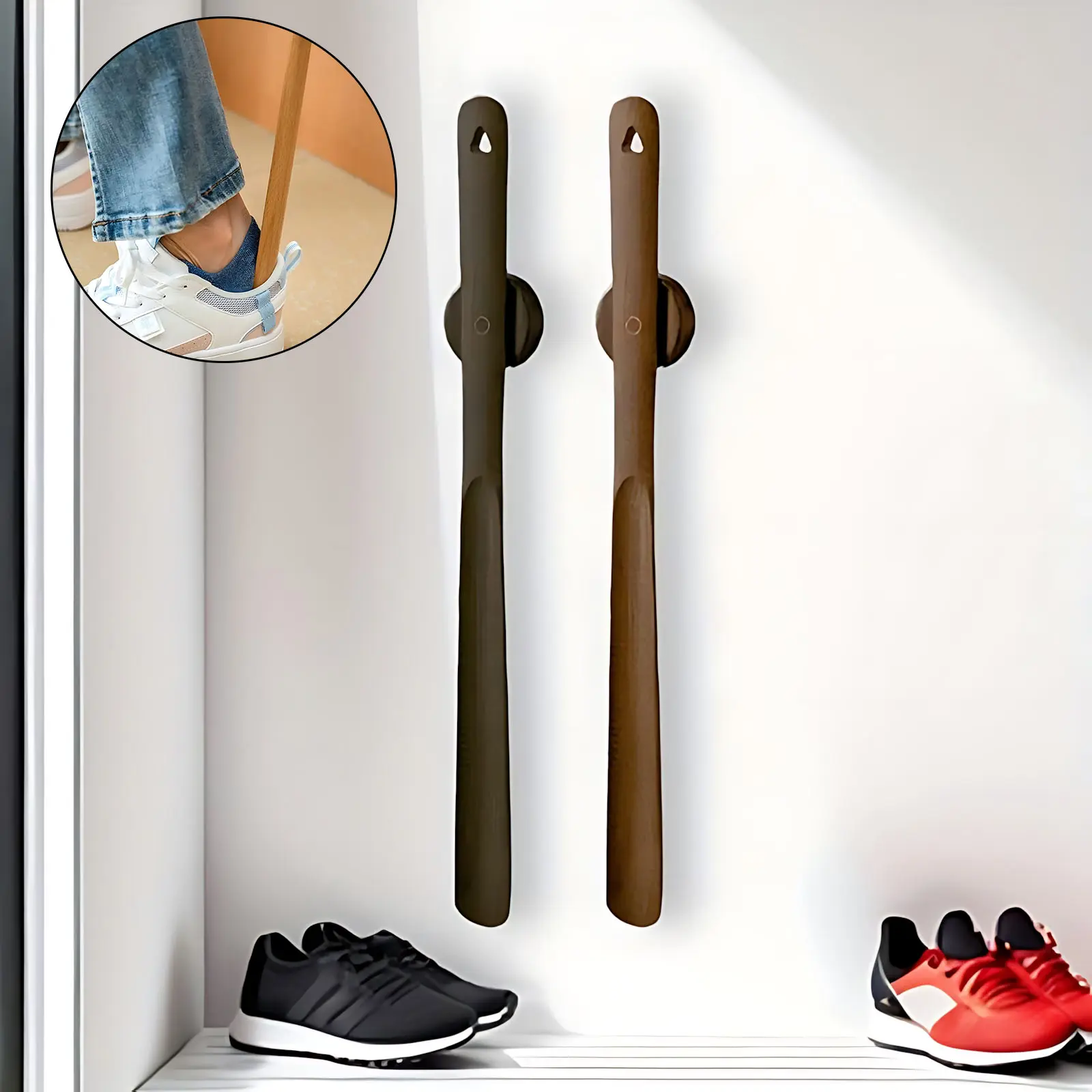 Wooden Shoe Cue with Magnetic Base – Elegant Beech Wood Long-Handled Shoe Remover, Ideal for Home and Professional Use, Shoe Removal Tool | Sleek Wooden Design | Magnetic Base Feature for Easy Storage, No-Bend Shoe Removal, Entryway Essential