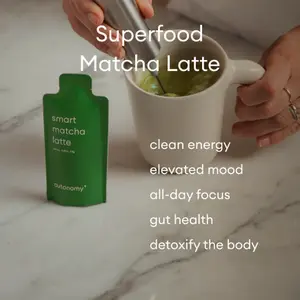 autonomy smart matcha latte: all-in-one optimized matcha with superfood creamer, just add water!