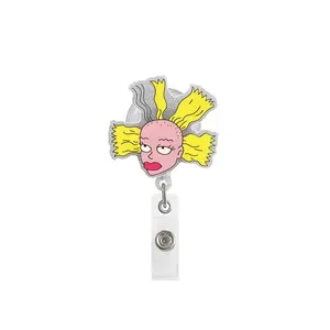 Funny Cartoon Hair Badge Reel – Quirky Glitter ID Holder Clip for Nurses, Teachers, Staff – Unique Gift for Coworkers, Fans & Healthcare