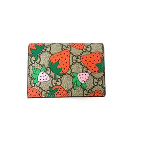 Pre-owned GUCCI canvas Mini Bags Strawberry Pattern Mini Purse with Pink Leather Inner Lining