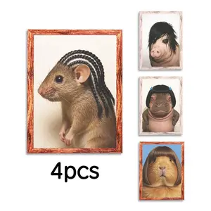 4-Piece Fun Animal Refrigerator Magnets Set, Funny Animal Magnet Decor, Small Wall Art Magnet, Home Decoration, Refrigerator Decorating Magnet, Perfect Gift for Holidays