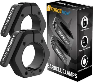 Forcefree+ Barbell Clips (Pair), Barbell Clamps, Quick Release Olympic Barbell Clamps with Anti Slip TPR Grip, Barbell Collars for Secure Weightlifting & Powerlifting