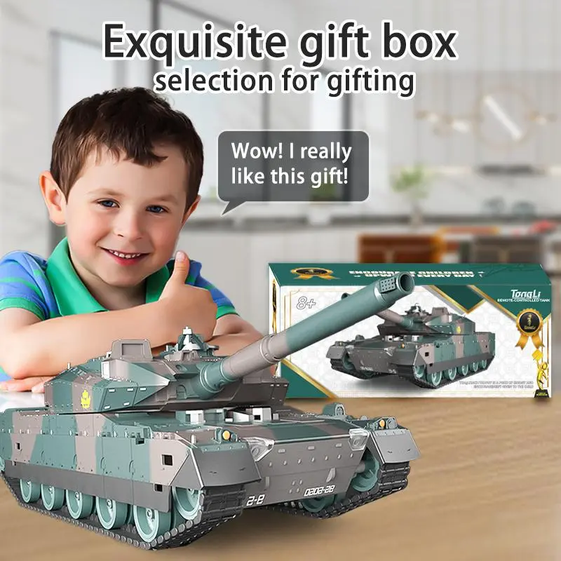 TongLi 1/24 Scale 2.4GHz RC Tank - 1 x TongLi RC Tank, All-Terrain Power Crawler Track Armored Combat Vehicle, Rotatable Turret Japanese Simulation Model, 8-10 Years Gift, Realistic Sound & Light, Rechargeable Battery, Batteries Packed Separately