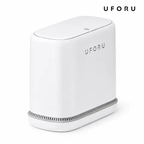 UFORU ABS Double Bin Trash Can with Hidden Trash Bag Design - Household Automatic Air Pressure-Absorbing, Slim Modern, 1-Touch Press Button Lid, Thickened, Odor-Proof, Waterproof, Easy Installation, Box Packaging, for Apartments, Bathrooms, Compact Rooms