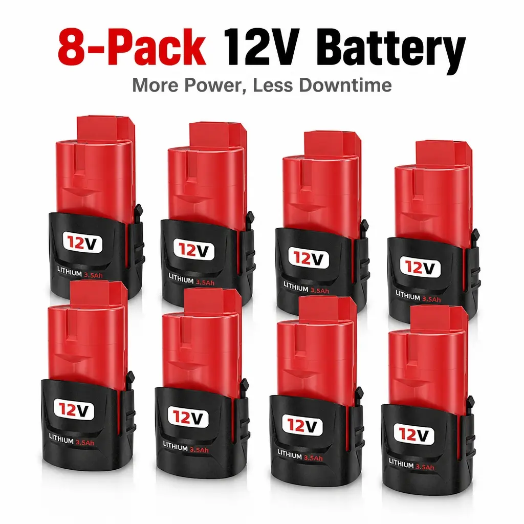8-Pack Lithium-Ion M12 Replacement Battery 3.5Ah for Milwaukee - Upgraded Extended Capacity, Compatible with M12B3 M12B4 48-11-2440 M12 Series Tools, Longer Run for 12V Cordless DIY Tasks