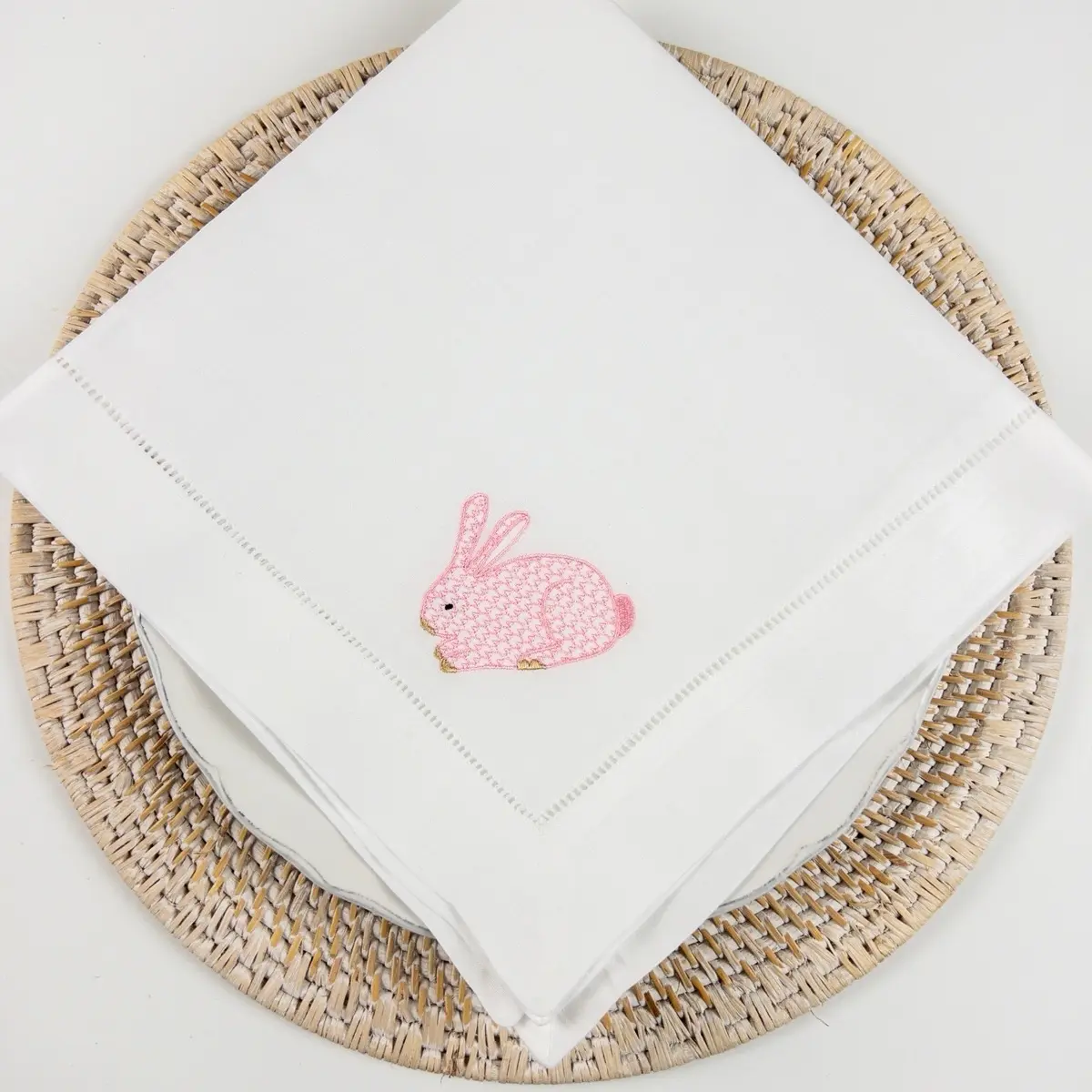 Embroidered Bunny Napkins Tableware