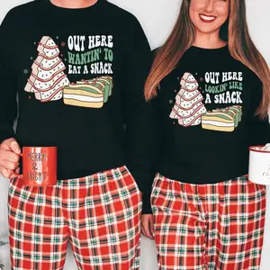 Christmas Tree Cake Funny Matching Couples Christmas Sweatshirts His and Hers Couples Christmas Pajamas Out Here Lookin Like a Snack Sweater