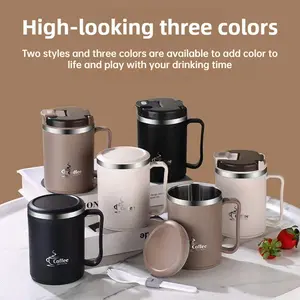 Stainless steel tea leak mug household creative teacup office coffee drinking cup with lid gift
