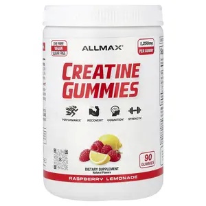 ALLMAX Creatine Gummies, Raspberry Lemonade, 1,250 mg, 90 Gummies