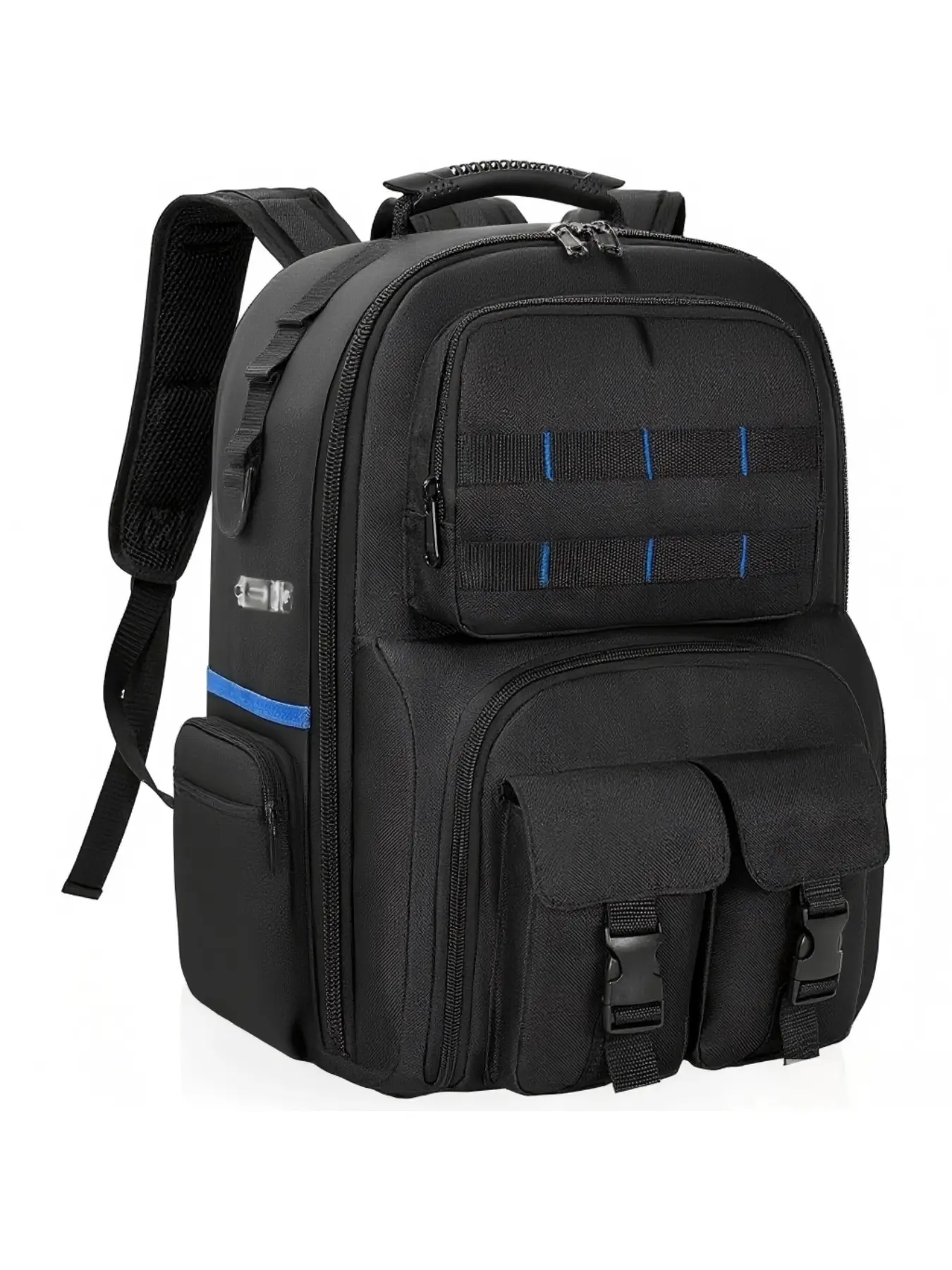 Heavy-Duty Electrician's Tool Backpack, Spacious Multi-Compartment, Padded Shoulder Straps, Durable Fabric, Ideal for Electricians, Contractors