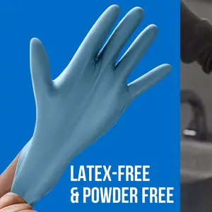 EQPT Blue Powder-Free Nitrile Gloves 2 pk 300 ct Latex-Free Chemical-Resistant Touchscreen Sensitivity Medium-Duty Tasks Box Cleaning Disposable Rubber