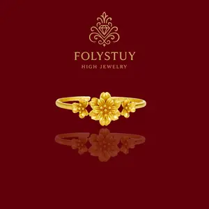 [Adjustable Flower Bangle] FOLYSTUY (YNT01) Flower Bangle for Women or Men -  Fashion Trendy Accessory with Floral Design