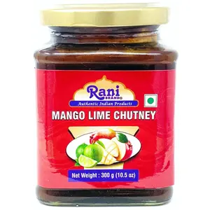 Rani Mango Lime Chutney (Indian Preserve) 10.5oz (300g) Glass Jar, Ready to eat, Vegan ~ Gluten Free, All Natural, NON-GMO