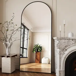 34"x76" Large Mirror Full Length,Nano Glass  Floor Mirror, Arched Full Length Mirrors,Large Standing Mirror,Black Arched Mirrors