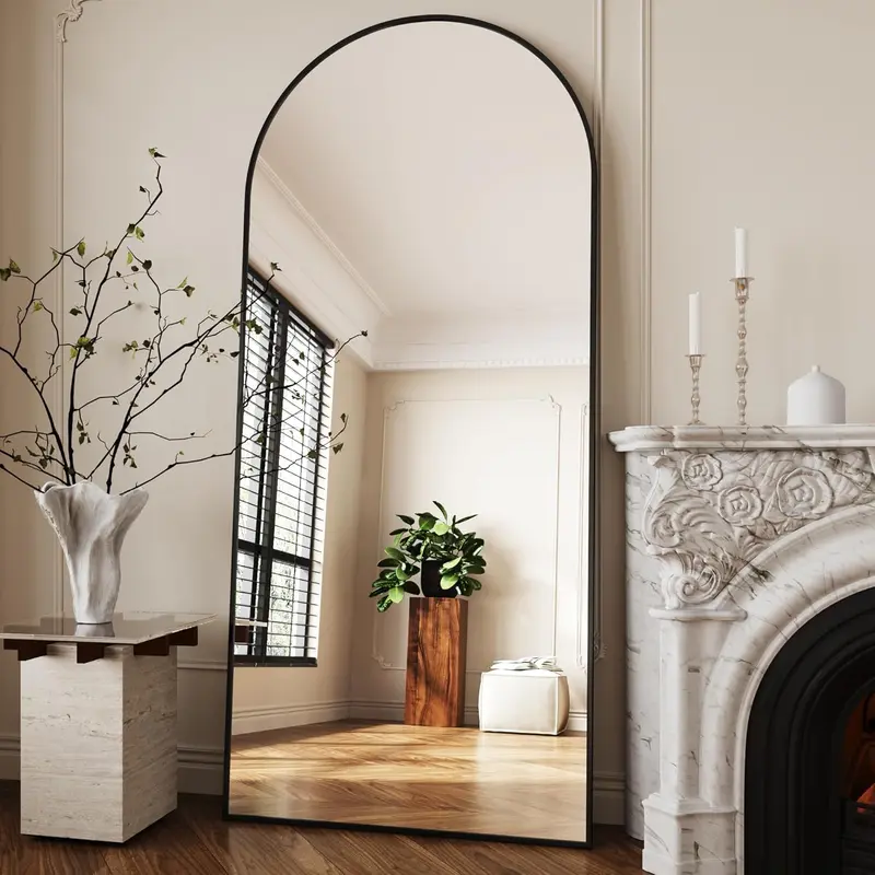 34"x76" Large Mirror Full Length,Nano Glass  Floor Mirror, Arched Full Length Mirrors,Large Standing Mirror,Black Arched Mirrors